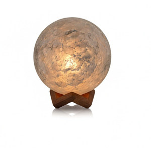 Lampe de sel de l'Himalaya en forme de sphère, sel gris naturel, 5 kg, boule de cristal, base en bois, ioniseur de guérison, veilleuse - Product Image 5