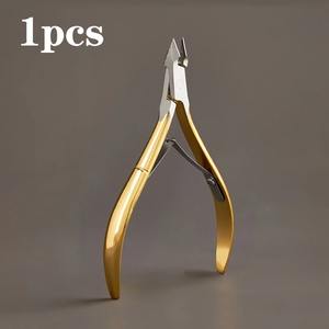 Tijeras Profesionales de Acero Inoxidable para Remover Cutículas, 1/3 Piezas, Color Beige, Resistentes, Doradas, con Puntas Dentadas, Herramientas de Pedicura - Product Image 3
