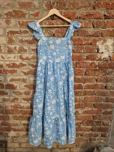Robe longue d'été en rayonne à col carré sans manches et à taille haute à imprimé floral pour femmes - Product Image 2