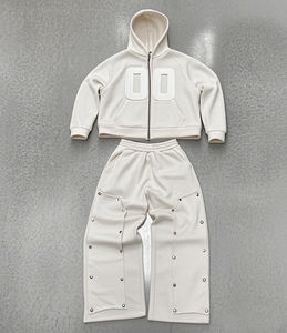 Conjunto de Pantalones Deportivos Anchos y Sudadera con Capucha de Alta Calidad, Estilo Holgado con Lavado Ácido Apilado Personalizado, Ropa Deportiva Urbana - Product Image 2