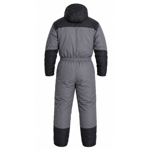 <b>Men</b> Winter Snowsuit Full Length Hooded Waterproof Casual Tracksuit With Side Pockets Gray <b>Black</b> Color Block Design - Product Image 3