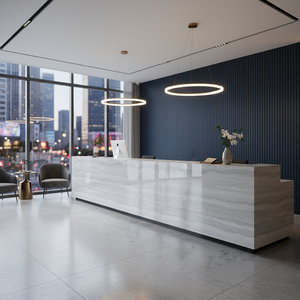 Tùy chỉnh đánh bóng sóng tĩnh mạch nhân tạo đá thạch anh Countertop khách sạn nhà bếp đảo tiếp tân bàn Vanity đầu hiện đại thân thiện với môi - Product Image 1