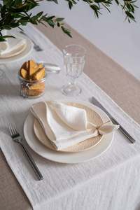 Chemin de table en lin massif blanc en gros parfait pour toute occasion nappe motif solide nappe pour la maison et l'hôtel - Product Image 2