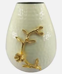 <b>White</b> & Gold Luxury Handmade Metal <b>Vase</b> Modern Design Steel Flower Stem Decor for Home or Wedding - Product Image 1