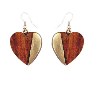 Pendiente de madera de dos tonos en forma de corazón, mejor precio, ropa de fiesta con el mejor diseño, artesanía natural, uso hecho a mano - Product Image 1