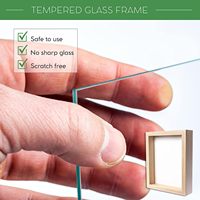 Cadre de boîte d'ombre en bois de chêne naturel 8x10 dos en feutre doux, verre trempé et punaises à boule blanche élégantes incluses