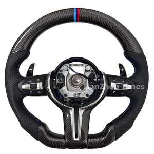 Volante de Cuero y Fibra de Carbono para BMW Serie 1, 3 y 5, Compatible con Modelos E81, E87, E82, E88, E21, E30, E36, E46, E90, E91, E92, E93, E28, E34, E39, E60, E61 - Product Image 1