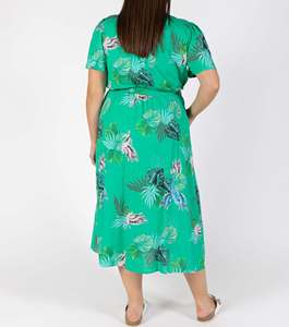 Half-Sleeve Casual Floral Printed Viscose Tea-Length A-Line Dress Soft Comfortable Summer Autumn Evening Sexy Vintage Style - Product Image 2