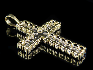 Pendentif croix en argent sterling S925 avec diamant Moissanite plaqué or rose dans des bijoux religieux chrétiens de style Hip Hop - Product Image 5