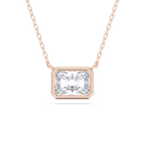 Colgante solitario con forma de bisel de diamante Moissanite de corte radiante de 1,00 quilates, hecho en oro sólido de 10K/14K/18K para ella - Product Image 3