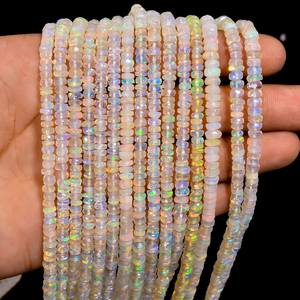White Ethiopian <b>Opal</b> Faceted Rondelle Beads Natural Gemstone Loose Beads for Jewelry Making Necklace <b>Bracelet</b> DIY Jewelry Supply - Product Image 2