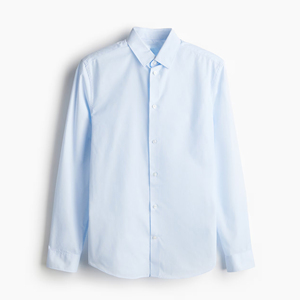 Chemise de bureau professionnelle sans repassage sur mesure pour hommes, manches longues, vêtements de travail légers et confortables avec technique de teinture en fil - Product Image 4