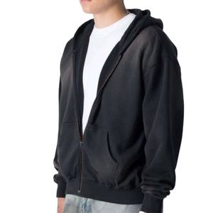 Customized Premium Men's Sun Fade Hoodies Soft Comfortable High Quality 100% Cotton Fleece Oversized Drop Shoulder Men's Hoodies - Product Image 5