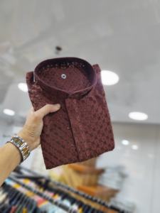 Exclusiva tendencia nueva llegada alta calidad Venta caliente elegante puro rayón viscosa pollo bordado trabajo hombres Kurta - Product Image 5