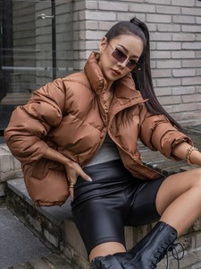 2022 hiver mode conception personnalisée femmes doudoune élégant vêtements d'extérieur fermeture à glissière imperméable respirant toile imprimé - Product Image 2