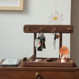 Porte-clés mural personnalisé en bois pour le courrier d'entrée murale et porte-clés avec étagère crochet pour porte-clés de maison murale - Product Image 2