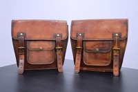 Ensemble de 2 grandes pochettes latérales en cuir marron Style personnalisé sacoches de sport sac de vélo de sport pour moto de voyage