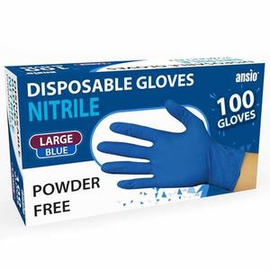 Gants en nitrile jetables bleus de qualité supérieure sans poudre – Grande taille |   Pour l'examen et le nettoyage – Sécurité. - Product Image 1