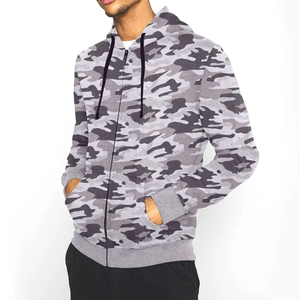 Factory Direct <b>Men's</b> Zipper <b>Hoodie</b> <b>Camo</b> Printed Long Sleeve Slim Fit Custom Cotton Blended <b>for</b> Winter - Product Image 1