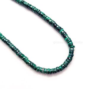 Collar de cuentas de piedras preciosas facetadas de piedra de malaquita natural para mujer, gargantilla de cuentas de neumático Heishi de 6mm, joyería de moda a granel - Product Image 4