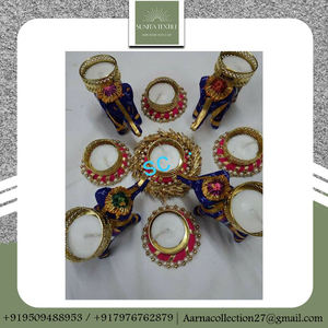 Alfombrilla de Rangoli multicolor vibrante para portavelas diseño indio tradicional para centros de mesa de boda Diwali decoraciones de mesa - Product Image 2