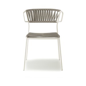 Stackable Outdoor Armchair with Painted Metal Frame and Woven Rope Seat - Product Image 3