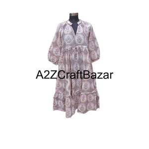 Vestido Floral de Algodón 100% Puro Hecho a Mano, Ecológico, Transpirable, Cómodo, Fácil de Combinar, para Uso Diario - Product Image 1