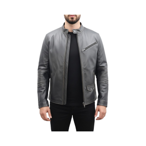 Chaqueta de Cuero de Oveja Genuina para Hombre, Invierno, Transpirable, Ecológica, Color Rib, Tallas Grandes, Cuero Vacuno - Product Image 1