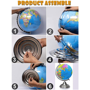 Mapa de geografía Mundo Globo marroquí para niños Regalos para niños Juego de regalo de oficina Regalos de negocios de lujo para clientes Acabado en plata - Product Image 6