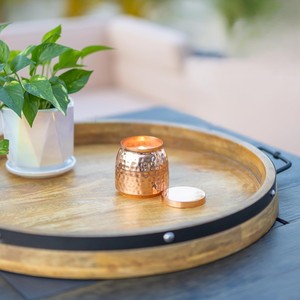 Pot de bougie en cuivre martelé de luxe pour la décoration d'éclairage de table à la maison - Product Image 3