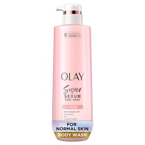 Olay Super Serum Gel de Ducha Hidratante 24H para una Piel Radiante, Uniforme y Firme, con 5 Ingredientes, 18.5 fl oz - Product Image 1