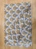 Tissu en coton jaune à motifs floraux imprimés à la main, écologique, séchage rapide, textile botanique indien fait main pour robes, sacs, rideaux et décoration intérieure