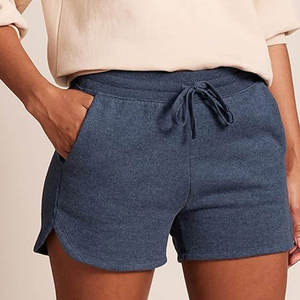 Shorts décontractés taille haute pour femme avec cordon de serrage, shorts d'été en coton doux, shorts de sport athlétiques avec poches, vente en gros - Product Image 4