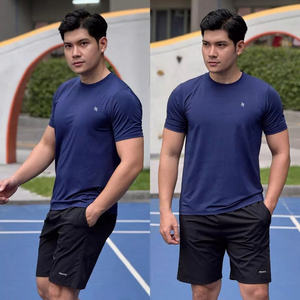 เสื้อกีฬาผู้ชายคอกลมแขนสั้นวิ่งยิมเท่ดูดซับเนื้อผ้าแห้งเร็ว - Product Image 1