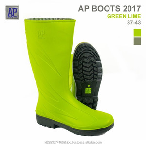 Green Light Weight Outdoor <b>Knee</b> <b>High</b> Rain Boots Waterproof Rubber Work Wellies Anti Slip Lace up for Farming Construction - Product Image 3