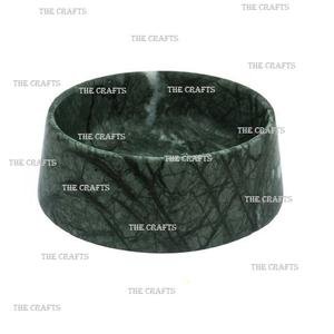 Bol de service en marbre vert au design admirable avec base en métal, idéal pour les chocolats, les salades et les desserts - Product Image 2