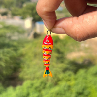Breloques de poisson en émail plaqué or très vendues, breloques de poisson articulées à pavé pivotant pour la fabrication d'accessoires