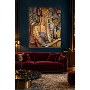 Impression sur toile Fida style cubiste Femme au bord de la fenêtre - Product Image 2