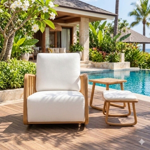 Conjunto de Sofás de Jardín Modernos, Muebles de Madera para Exteriores con Cojines Impermeables para Relajarse en la Terraza, Patio o Junto a la Piscina - Product Image 2