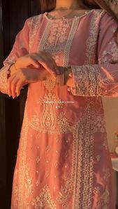 Dernier ensemble exclusif élégant Kurti Plazzo rose avec Duptta à la mode Fancy Party Bridal Wedding Wear très exigeant des femmes - Product Image 2