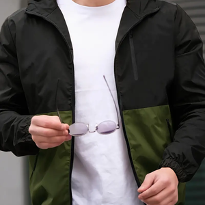 Veste à capuche coupe-vent légère et fine pour hommes, vêtements de sport d'extérieur respirants et résistants à l'eau, poches zippées gaufrées en PU longue longueur - Product Image 3