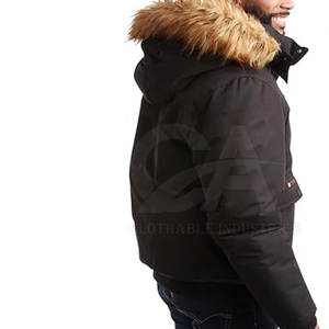 Veste parka d'hiver en fausse fourrure à capuche pour homme, fabrication de vêtements pour homme, veste doublée en fausse fourrure à capuche pour homme - Product Image 3