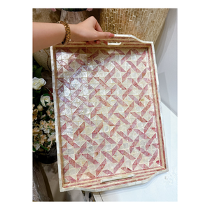 Plateau de service en nacre de haute qualité, écologique, artisanal, plateau de service en nacre avec motif de coquillages incrustés - Product Image 5