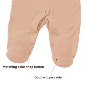 Mamelucos de bebé con estilo suave y de primera calidad 2025, monos cómodos de moda para niños pequeños, estilo Footie con botones a presión de Color sólido - Product Image 6