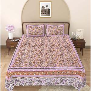 Fuchsia Pink Floral <b>King</b> <b>Size</b> Flat <b>Sheet</b> Set with 2 Pillow Covers (ADB1462) - Product Image 2