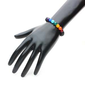 NOVAMART Fine Arihant Gems Jewels 7 Chakra Lava Unisex <b>Bracelet</b> Natural Certified Astrological Crystal Positive Effect for Both - Product Image 4