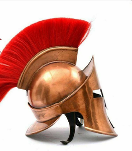 Casque Finition Cuivre Plume Support En Bois Gratuit pour cadeau de noël Grec Sparte Ancien Romain Corinthien Acier - Product Image 2