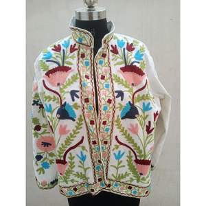 Veste Blazer Réversible Zari pour Femmes, Manteau d'Hiver Brodé de Fleurs, Taille Plus XL, Rembourrage en Coton Matelassé, Style Bohème Fait Main - Product Image 3