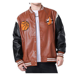 Veste universitaire personnalisée pour homme, corps en laine, manches en cuir, logo brodé, boutons sur le devant, veste de baseball, veste universitaire, vente en gros OEM - Product Image 4