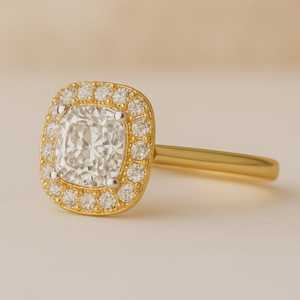 Luxe 14k or jaune 1ct coupe ronde laboratoire cultivé Moissanite éternité bague de fiançailles de mariage pour les femmes - Product Image 3